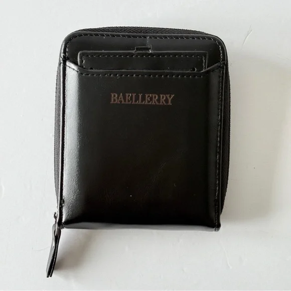 Baellerry Black Men's Wallet with Zipper Closure