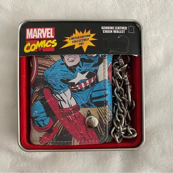 Marvel Captain America Chain Leather Wallet NEW