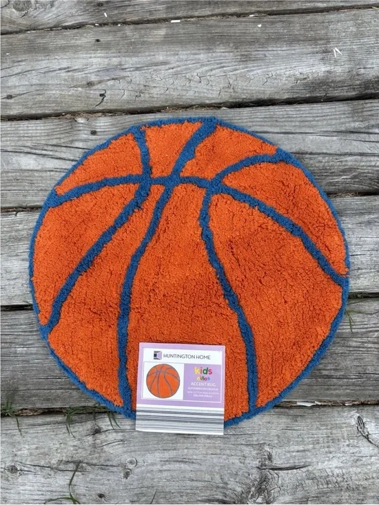Huntington Home Basketball Accent Rug - Orange - 23 Inch Diameter