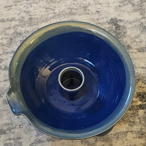 Tumbleweed Pottery Cobalt Blue Upright Chicken Cooker Roaster/Ceramic Bowl