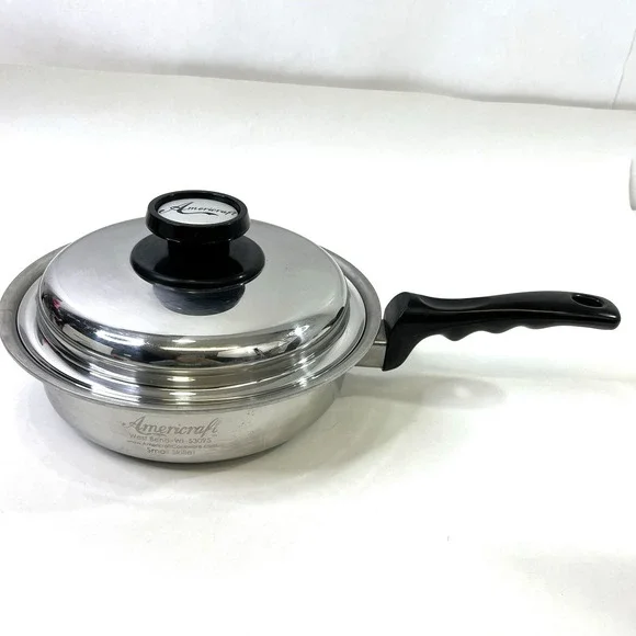 Americraft Small Skillet With Lid Waterless Stainless Steel West Bend WI USA