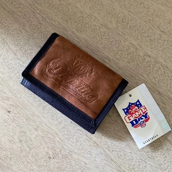 vintage deadstock NFL Miami Dolphins velcro tri-fold wallet