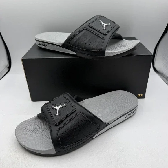 Air Jordan Hydro III Retro Slides Mens 10 Black/Metallic Silver Sandals Slip On