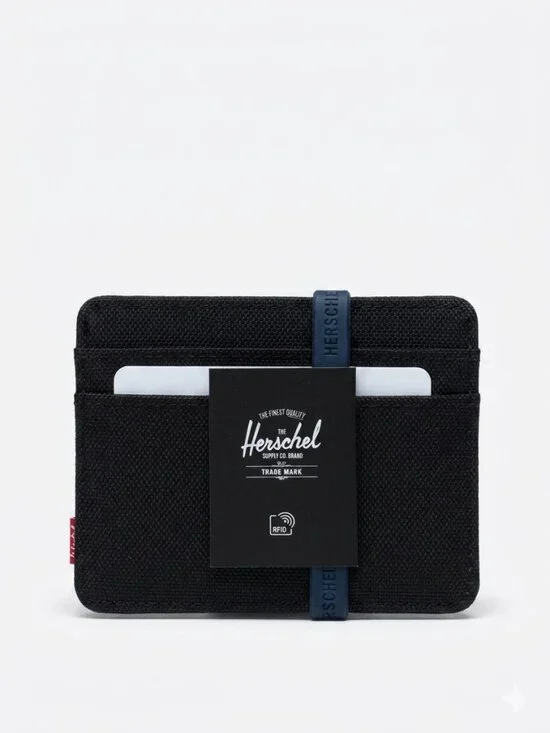 Herschel Supply Company Black Wallet/Cardholder with Blue Rubber Band