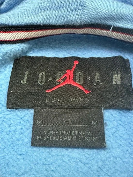 Jordan Light Blue Hoodie with Red Jumpman Logo M
