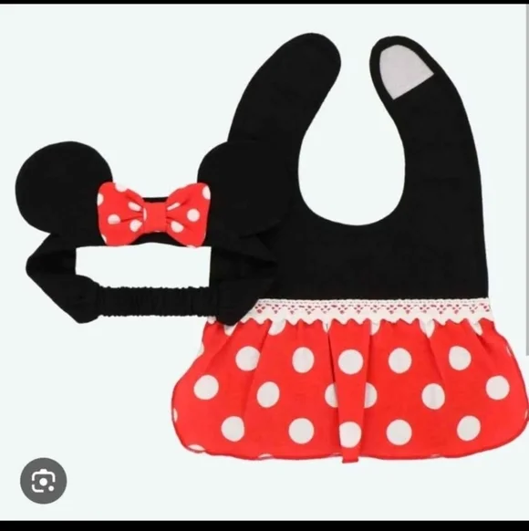 NWT Disney Resorts mini mouse bib and  headband set