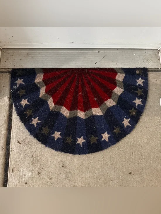 Patriotic Red, White & Blue Half-Moon Door Mat