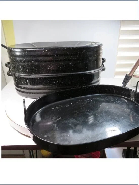 vintage LISK Self-Basting Roaster 3pc set 1920s-1940s era inner pan lifts out