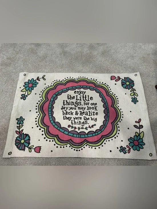 Natural Life 'Enjoy the Little Things' Floral Wall Hanging Rug - Pink & Blue
