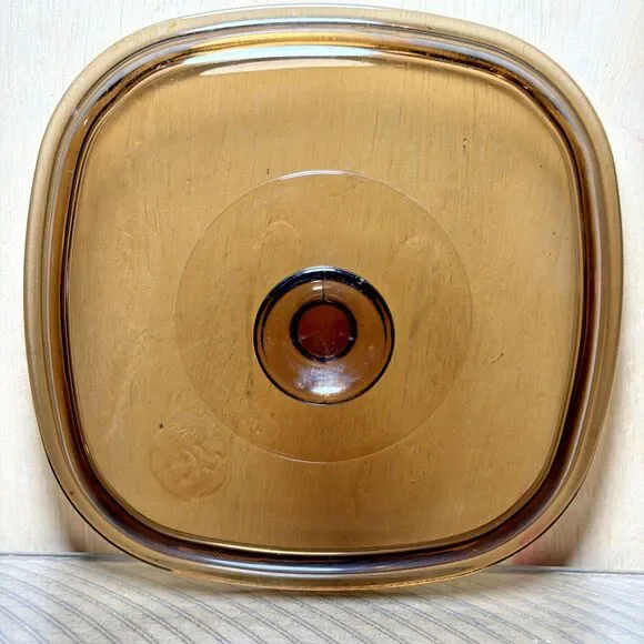Pyrex Amber Glass Lid square Brown A-9-C Corning Ware Vision Dome 8.5