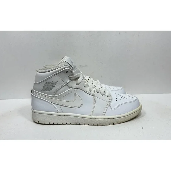 Nike Jordan 1 Retro Mid White Pure‎ Platinum Shoes 554724-104 Men's Size 8.5