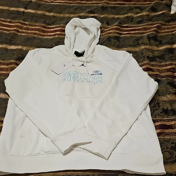 NEW WITH TAGS Jordan White Hoodie with Bluish Teal Accents