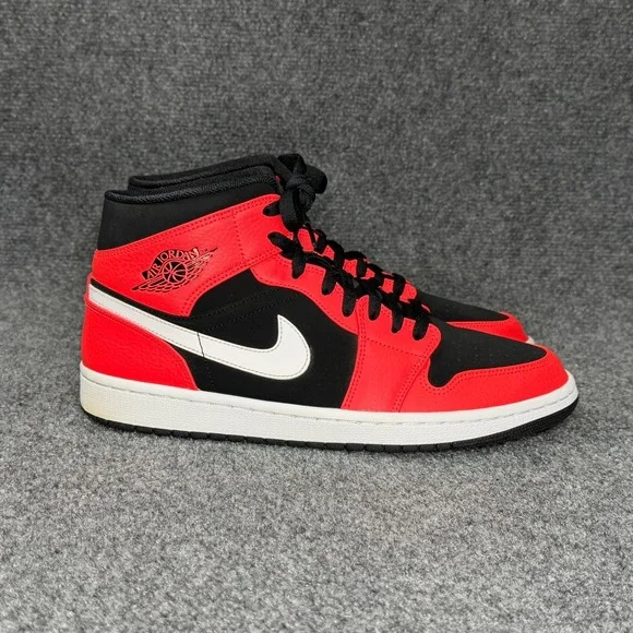 Jordan 1 Mid Shoes Men 10.5 Infrared 23 Red Black Athleitc Retro Hooping Sneaker