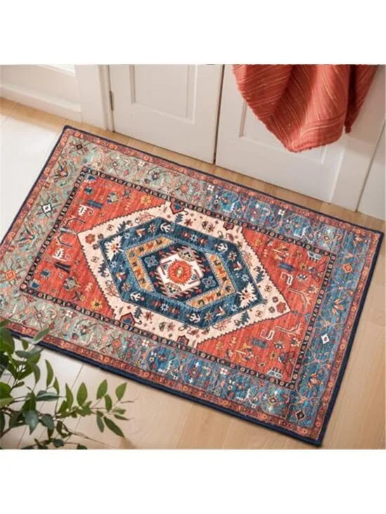 2x3 Boho Rug Rust Entryway Rug Non-Slip Washable Small Area Rug