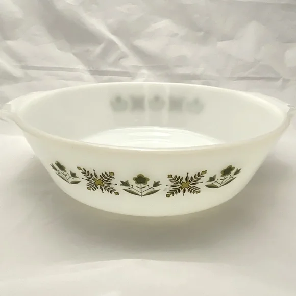 Anchor Hocking Fire King 429 Milk Glass Green Meadow 9