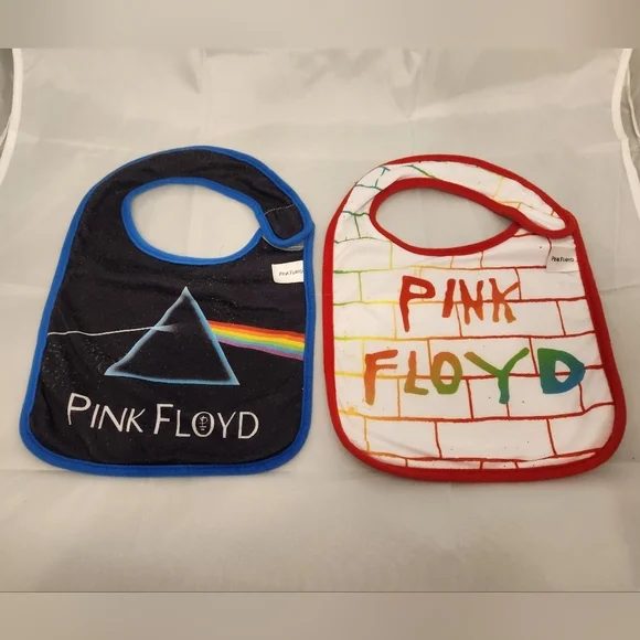 Daphyls Pink Floyd Pair of Baby Bibs One Size