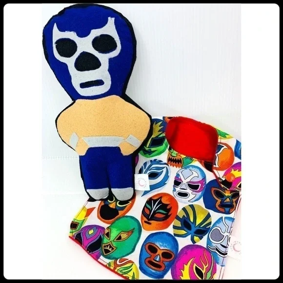 Luchador Plush & Bib Bundle gift set handmade