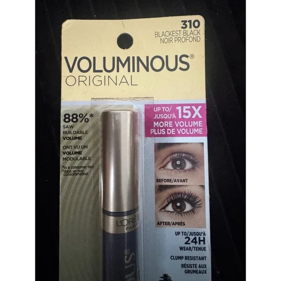 Loreal Voluminous Original Mascara Blackest‎ Black 310 Builds 15x Volume