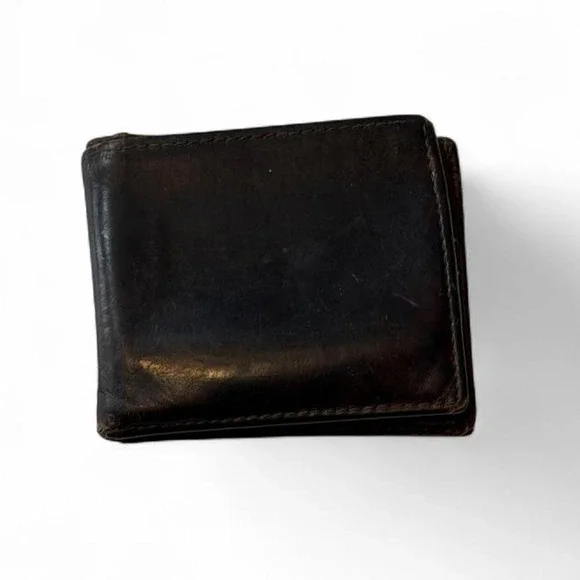 Distressed Brown Leather Bifold Wallet