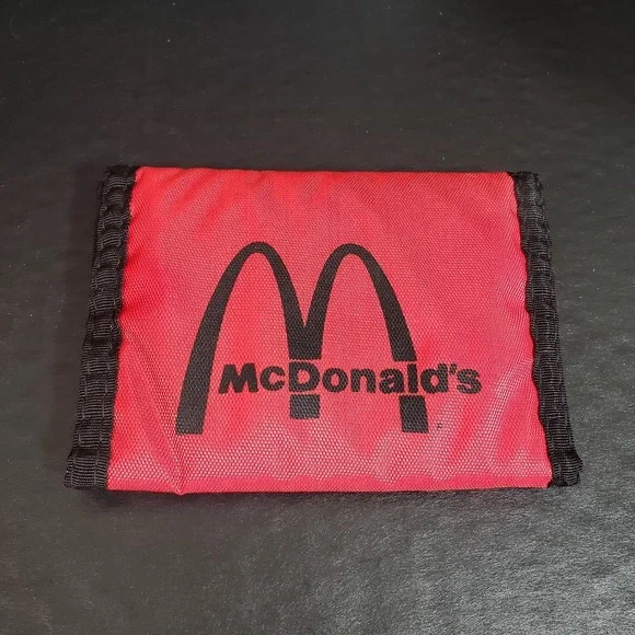 Vintage McDonald's Red Nylon Wallet Black Logo Made In Taiwan