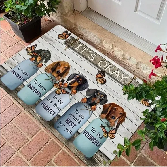 Dachshund Dog Themed Double-Sided Doormat