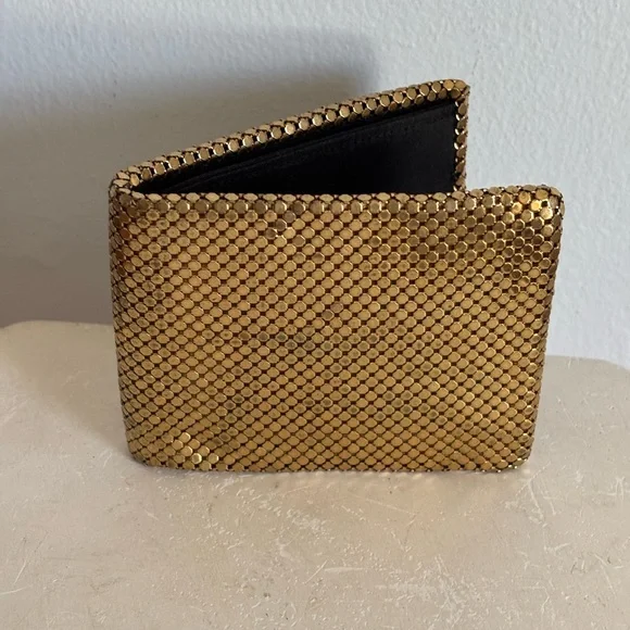 Vintage Brilliant Gold Whiting & Davis Mesh Billfold Wallet
