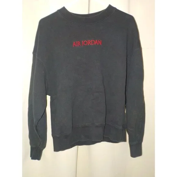 Vintage Air Jordan Terry Lined Black Sweatshirt Oversized Size Small