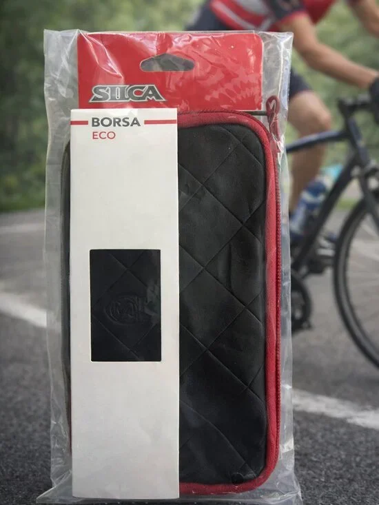 SILCA BORSA ECO Quilted Leather Cycling Wallet Black & Red Ride‑Ready Gear Case
