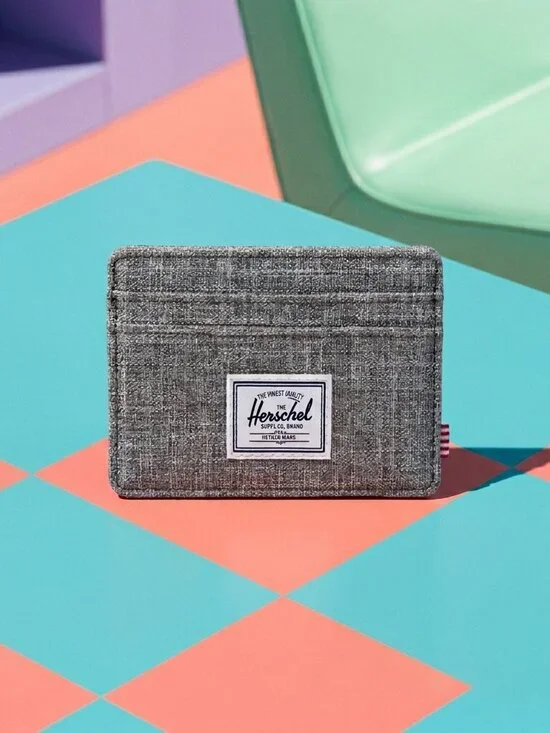 Herschel Supply Company Gray Crosshatch Wallet/Cardholder with Blue Rubber Band