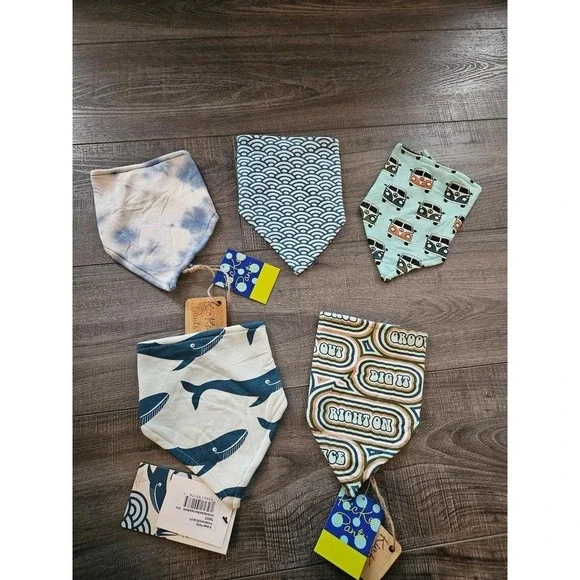 Kickee pants baby‎ boy bamboo bibs nwt