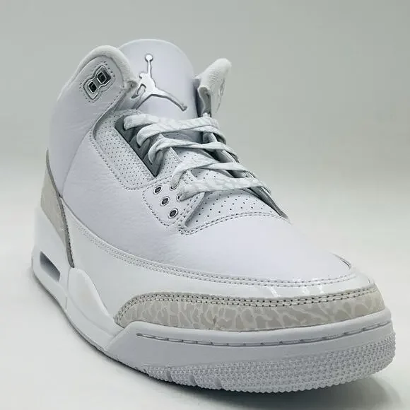 Nike Air Jordan 3 Retro White Silver Sneakers CT8532 111 Men Size 11 NEW