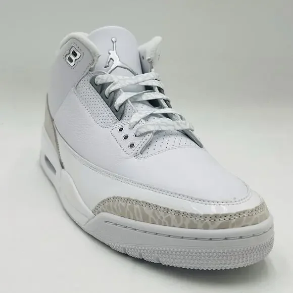 Nike Air Jordan 3 Retro White Silver Sneakers CT8532 111 Men Size 11 NEW