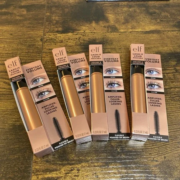 4 Pack e.l.f. Lash It Loud‎ Mascara Black 81580 Volume Definition Flexible Brush