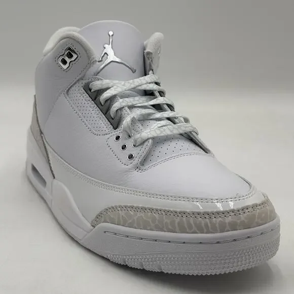 Nike Air Jordan 3 Retro White Silver Sneakers CT8532 111 Men Size 10 NEW