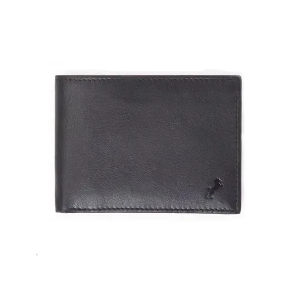 FIONTE RFID Black Men’s Genuine Leather Protected Billfold Bifold Wallet