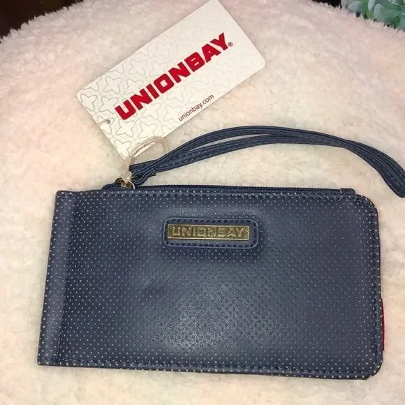 Unionbay Travel Padded Faux Leather Double Zip Wallet Passport Card Holder
