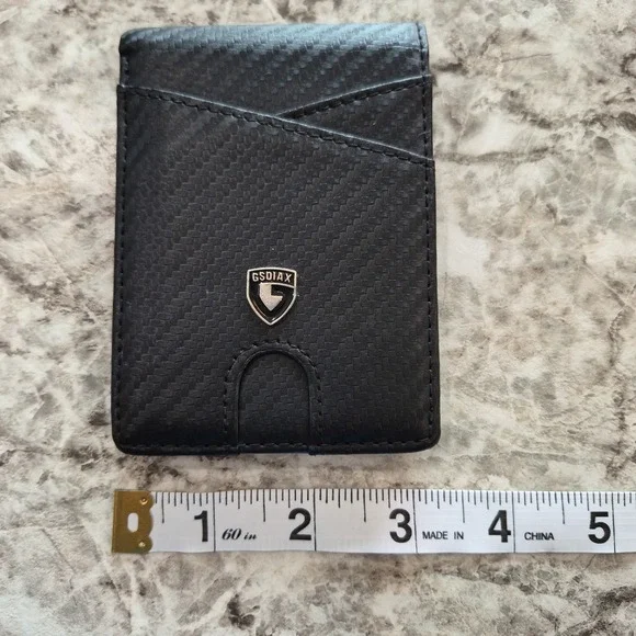 GSOIAX Men's Wallet Black Textured Pattern with Shield Logo Accent