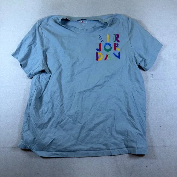 Jordan Mens Light Blue Multi Color Graphic Logo T-Shirt XXL 7664