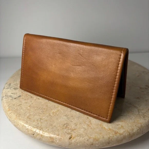 Ohio International Company Checkbook Cover OS Brown Leather Vintage Bifold