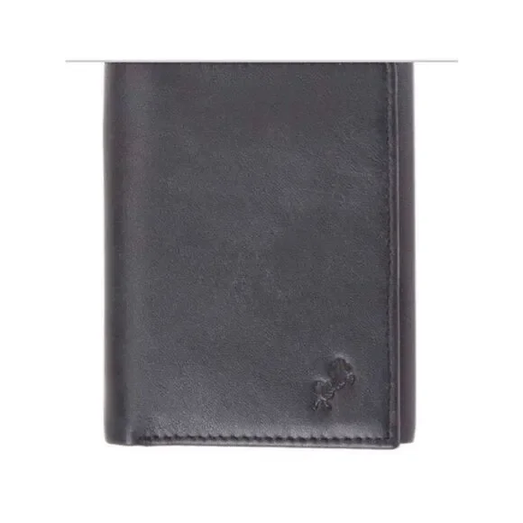 FIONTE RFID Protected Black Genuine Leather Trifold Men’s Wallet