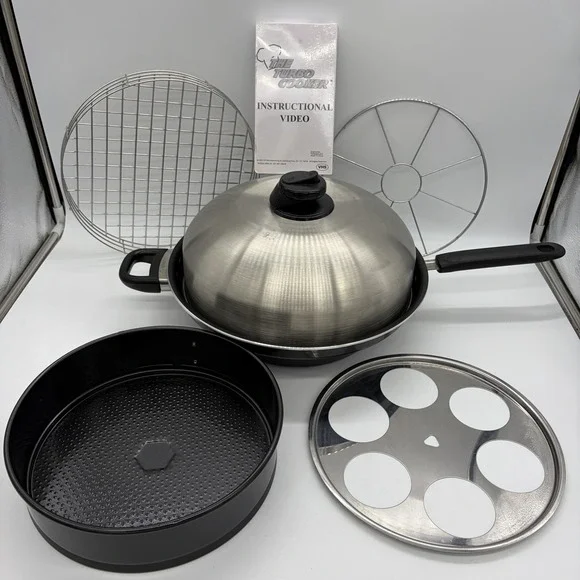 Vintage Turbo Cooker Plus All-in-One Stainless Steel Pan Cooking System + VHS