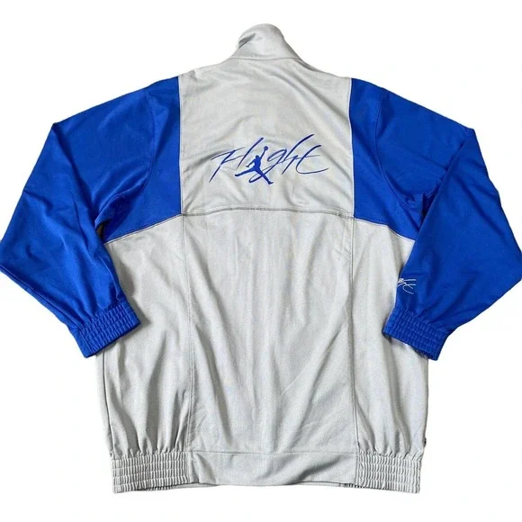 Air Jordan Flight Jacket Gray Blue Large Jumpman Track Jacket