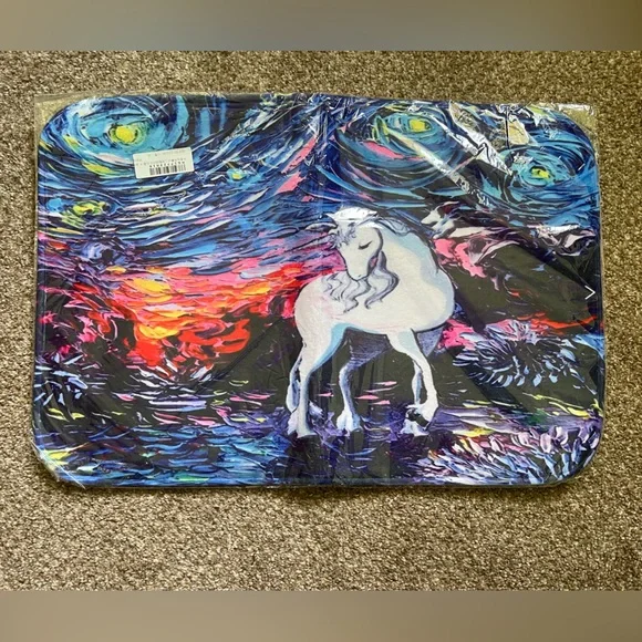 Soft Plush Unicorn Rug Mat The Last Unicorn Impasto Painted-Look Magical Mystic