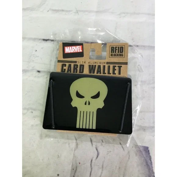 Marvel THE PUNISHER Skull Logo Slim Aluminum Card Wallet Holder RFID Blocking