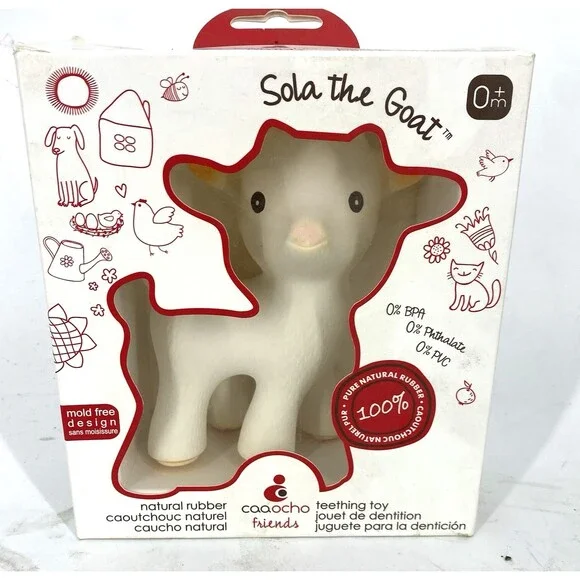 Sola the Goat Natural Rubber Teething Toy Baby Teether BPA Free Sensory Toy