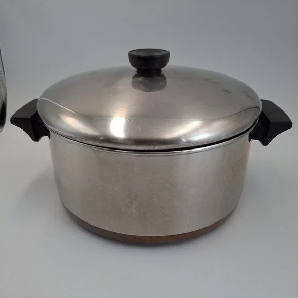 Vintage Revere Ware 4 1/2 Qt Copper Clad Stock Pot with Lid 1801 Clinton‎ IL USA