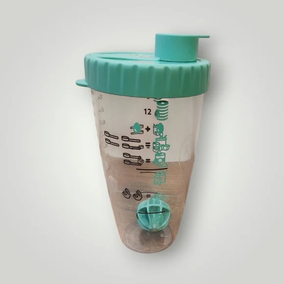 Teal Pampered Chef 3 Cup Pancake Shaker 1769 Measure Shake Pour Blend Mix Bottle