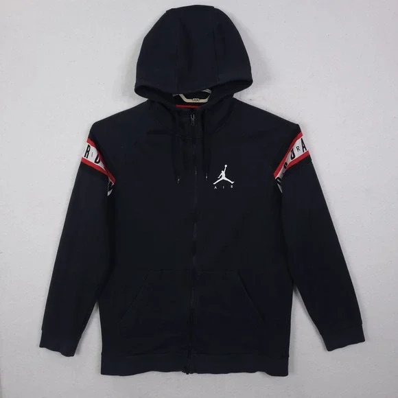Jordan Full Zip Hoodie Mens Large Black AR2248-010 Jumpman Air Tape Logo