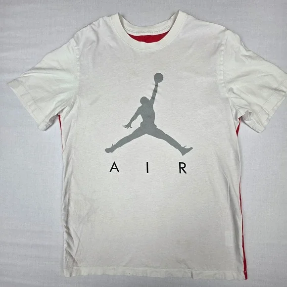 Jordan Jumpman Air Graphic T-Shirt Mens Medium White Red Jumpman Logo Cotton