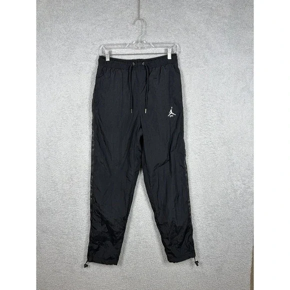 Nike Air Jordan Warm Up Pants Mens S Black Flight Woven Taped Logo FB7292-010